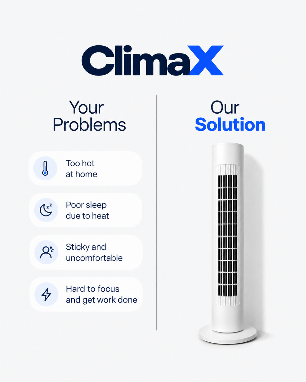 ClimaX tower fan in a real room