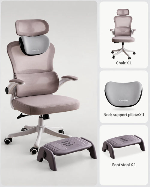 What is included: chair, neck support pillow and foot stool